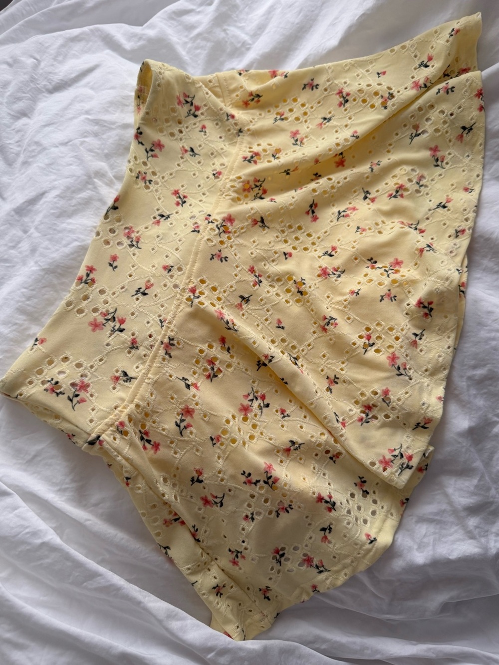 Butter Yellow Floral Eyelet Skort